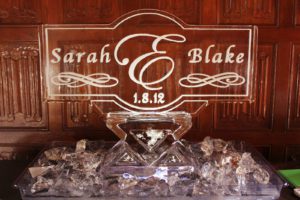 Closeup shot of the Sarah and Blake Wedding Ice Sculpture