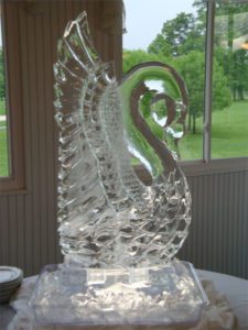 closeup shot of the Ice Sculpture of a swan