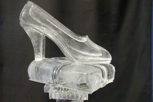 Ice Sculpture of a shoe and a stand