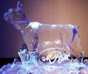 Ice Sculpture of a Dog for a wedding